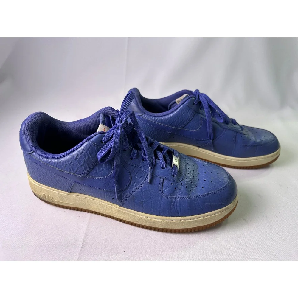 Nike Air Force 1 Low Purple Crocodile Embossed Leather Sneakers‎ Men's Size 12